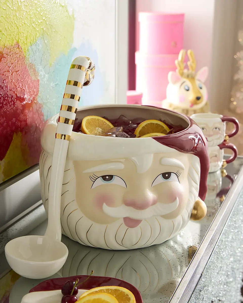 Glitterville Papa Noel Punch Bowl and Ladle, 426 oz.