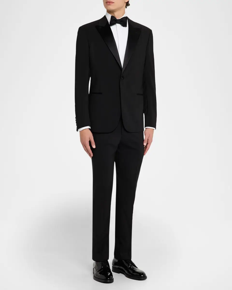 Emporio Armani Men's Tonal Plaid Peak Lapel G Line Tuxedo | Thumbnail 2 Emporio Armani Men's Tonal Plaid Peak Lapel G Line Tuxedo | Thumbnail 2