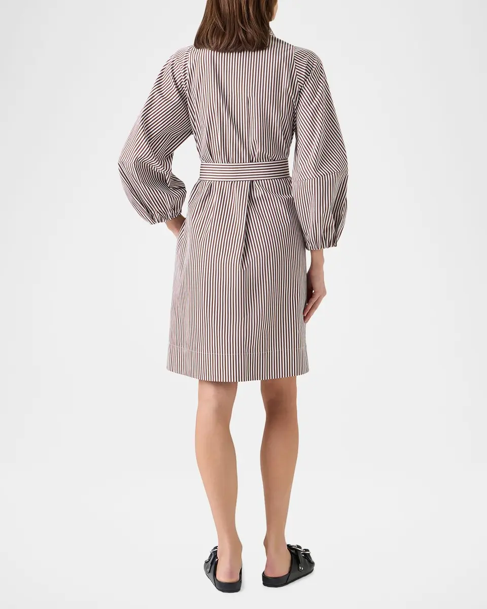 Akris punto Striped Cotton Poplin Belted Balloon-Sleeve Shirtdress | Thumbnail 3 Akris punto Striped Cotton Poplin Belted Balloon-Sleeve Shirtdress | Thumbnail 3