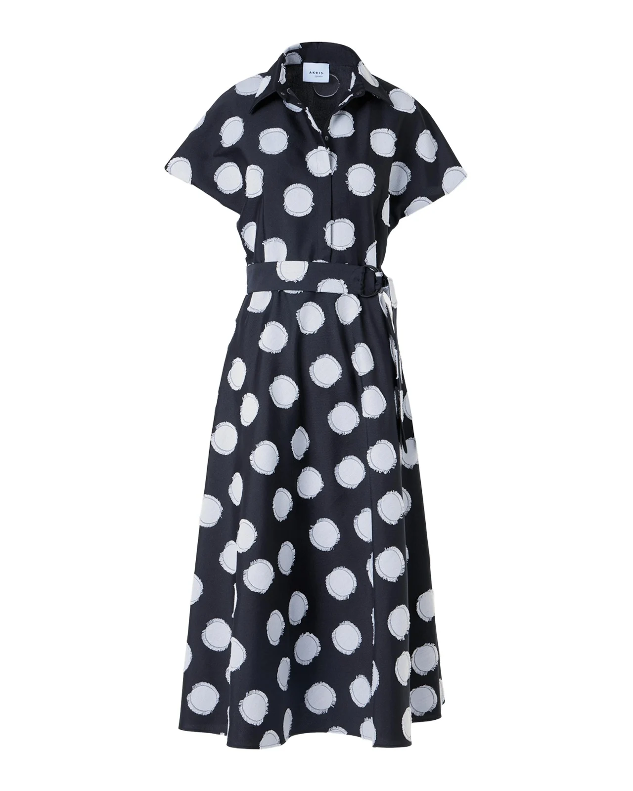 Fringed Polka Dot Jacquard Belted Midi Shirtdress Fringed Polka Dot Jacquard Belted Midi Shirtdress
