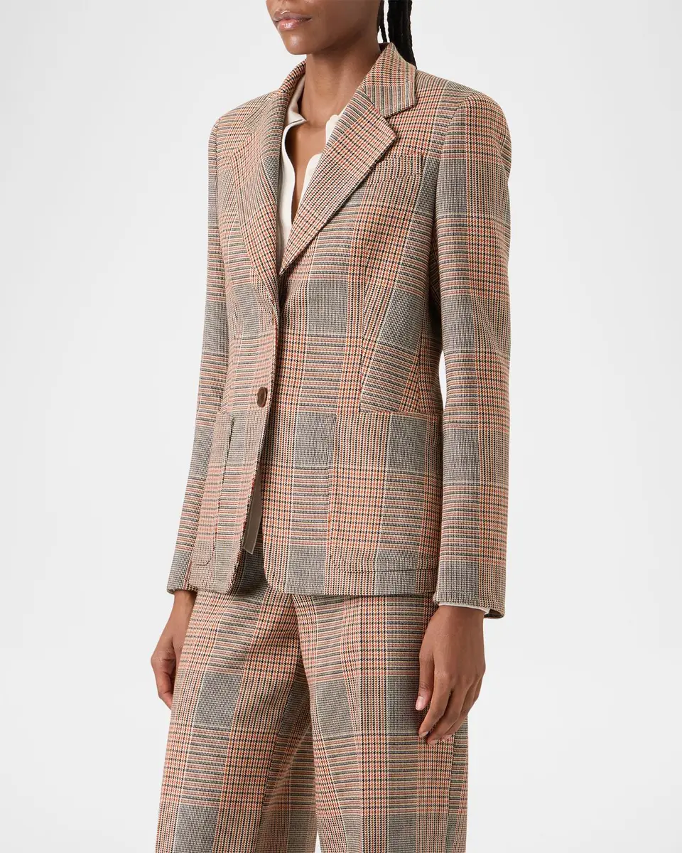 Akris punto Glen Check Twill Two-Button Jacket | Thumbnail 4 Akris punto Glen Check Twill Two-Button Jacket | Thumbnail 4