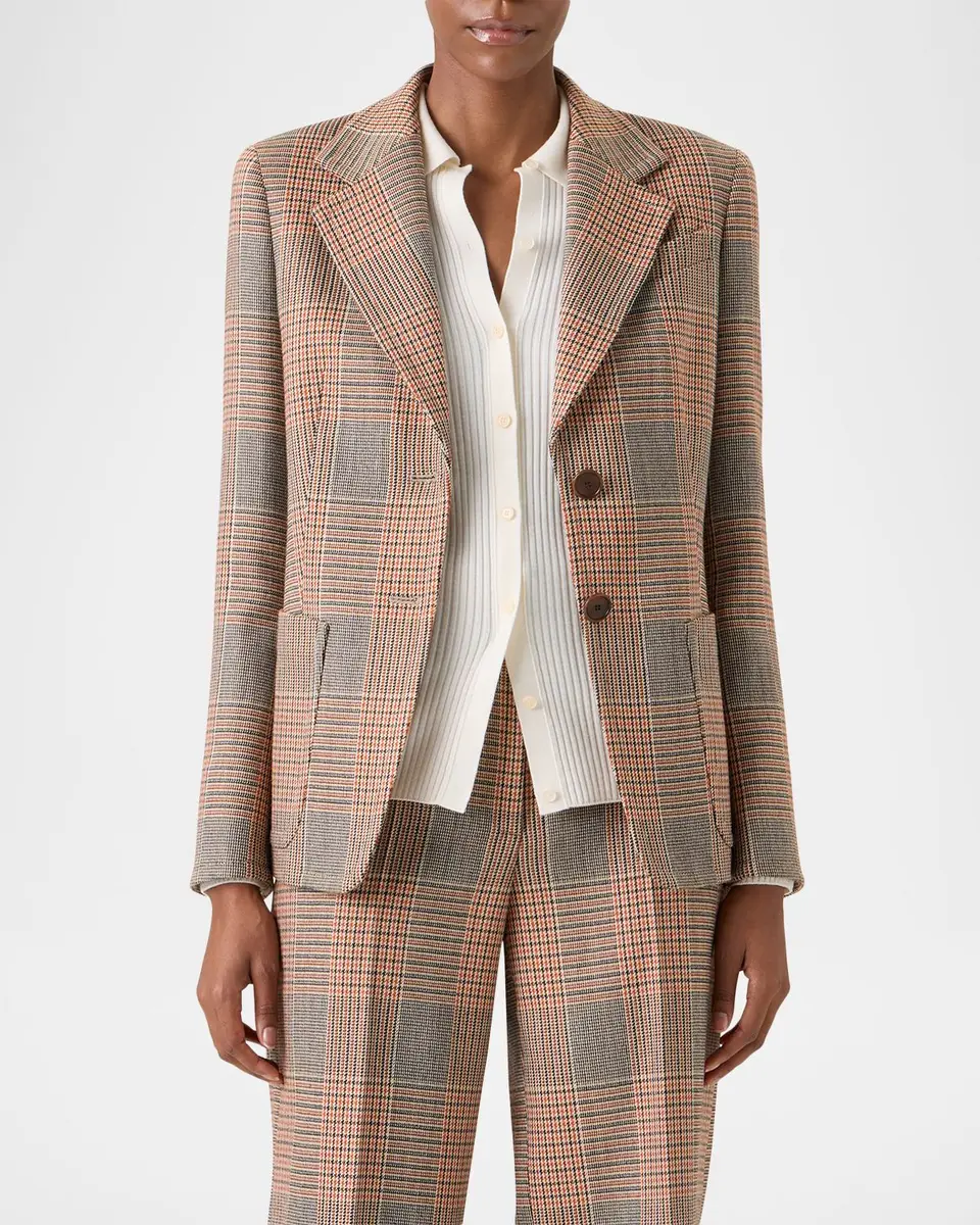 Akris punto Glen Check Twill Two-Button Jacket | Thumbnail 6 Akris punto Glen Check Twill Two-Button Jacket | Thumbnail 6