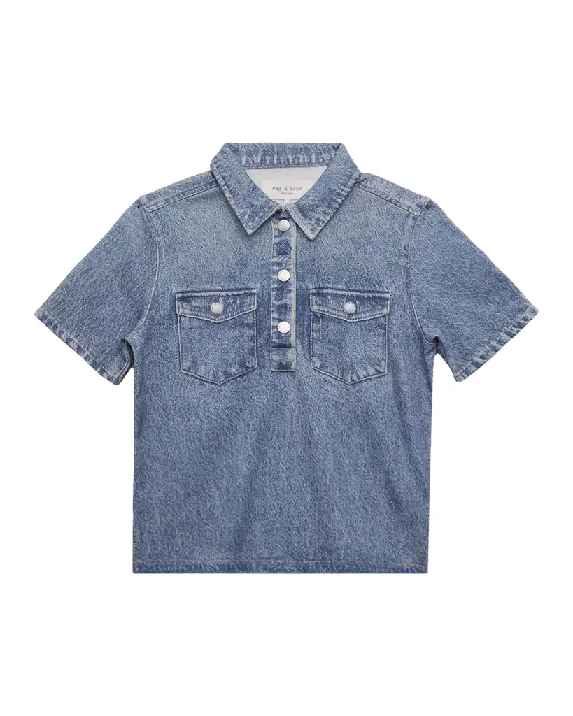 rag & bone Kid's Mini Miramar Terry Polo Shirt, Size 12M-14 | Image 1 rag & bone Kid's Mini Miramar Terry Polo Shirt, Size 12M-14 | Image 1