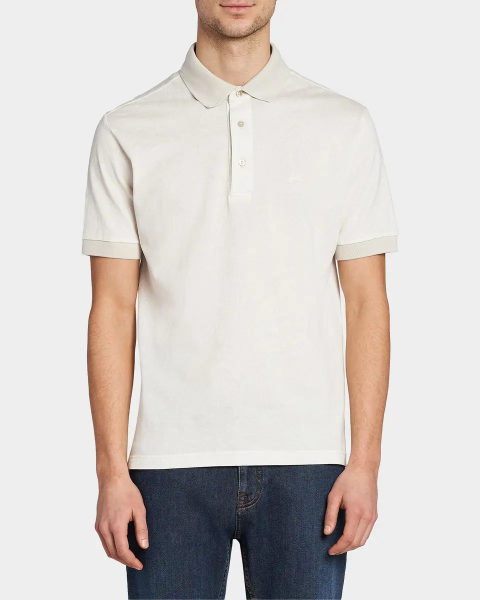 Etro Men's Tonal Paisley Cotton Polo Shirt | Thumbnail 4 Etro Men's Tonal Paisley Cotton Polo Shirt | Thumbnail 4