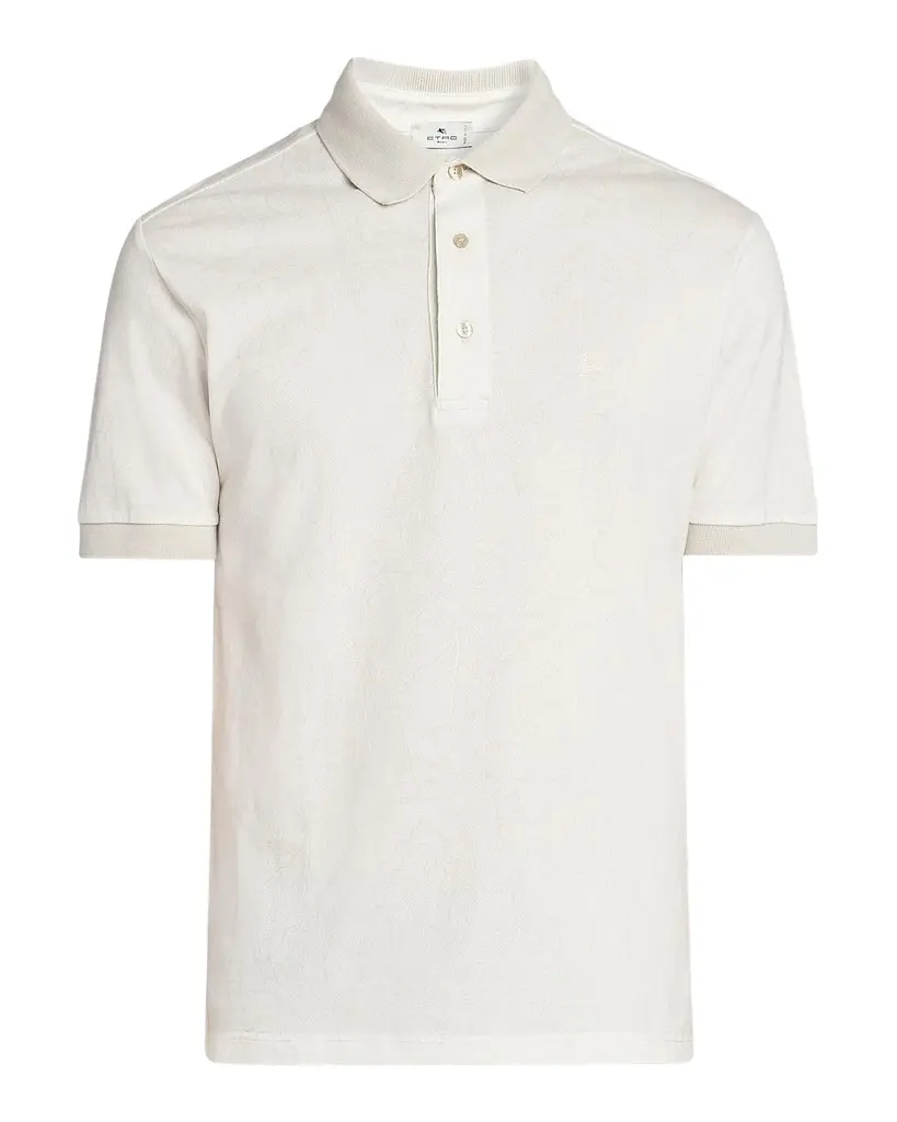 Etro Men's Tonal Paisley Cotton Polo Shirt | Image 1 Etro Men's Tonal Paisley Cotton Polo Shirt | Image 1