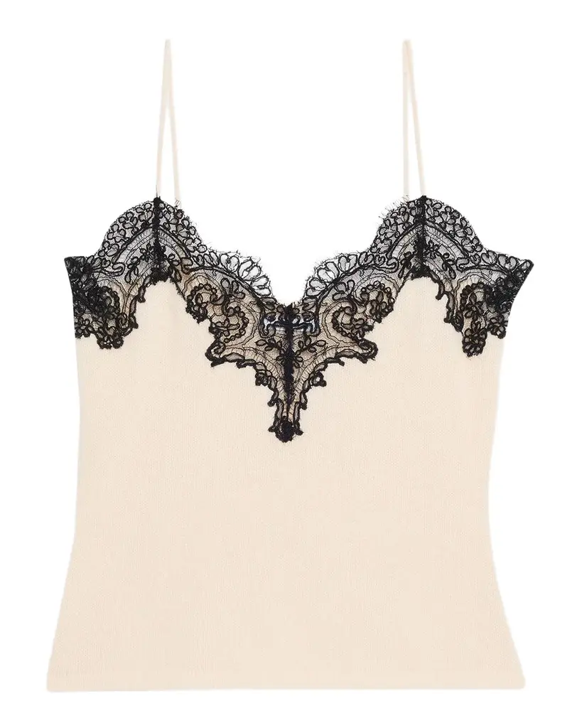 Adam Lippes Beatrix Lace-Trim Cashmere-Knit Cami | Image 1 Adam Lippes Beatrix Lace-Trim Cashmere-Knit Cami | Image 1