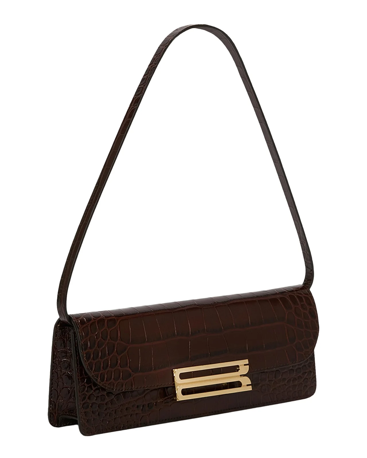 Dorian B-Buckle Embossed Leather Shoulder Bag Dorian B-Buckle Embossed Leather Shoulder Bag