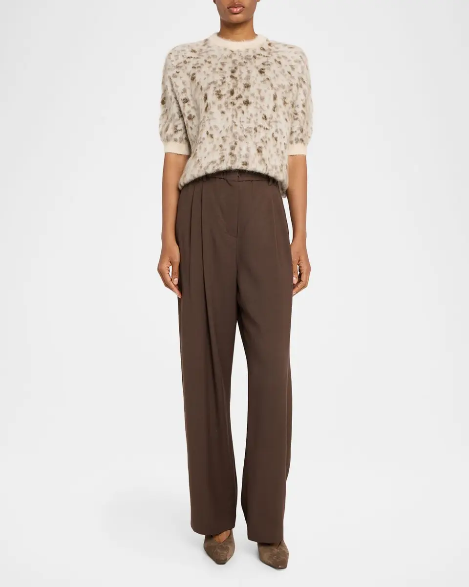 Brunello Cucinelli Cashmere-Wool Speckled Short-Sleeve Sweater | Thumbnail 2 Brunello Cucinelli Cashmere-Wool Speckled Short-Sleeve Sweater | Thumbnail 2
