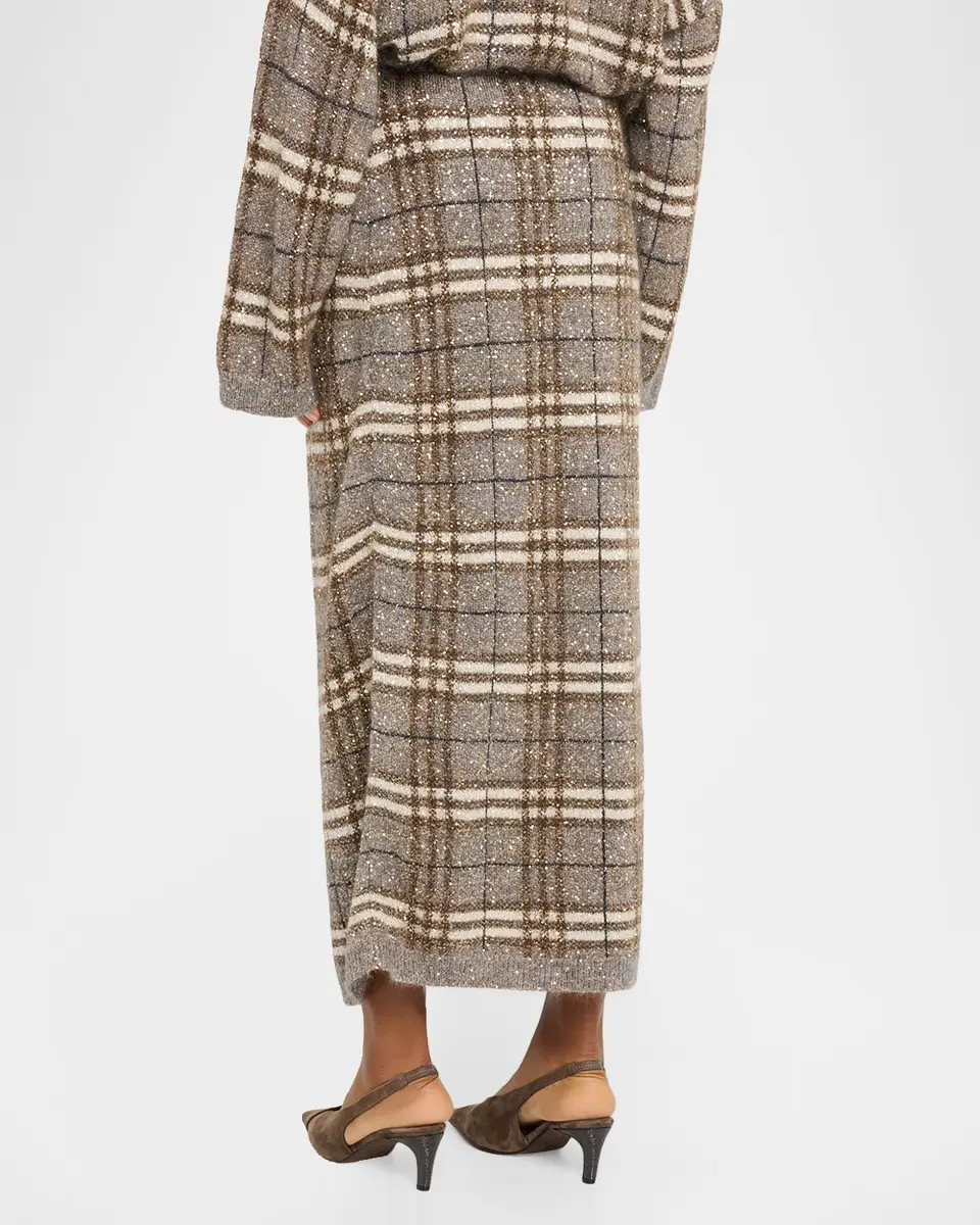 Brunello Cucinelli Shimmering Check Knit Maxi Skirt | Thumbnail 3 Brunello Cucinelli Shimmering Check Knit Maxi Skirt | Thumbnail 3