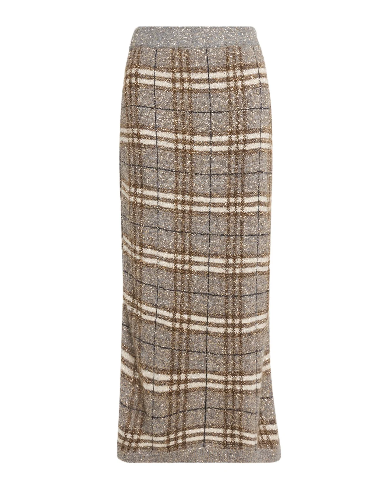 Shimmering Check Knit Maxi Skirt