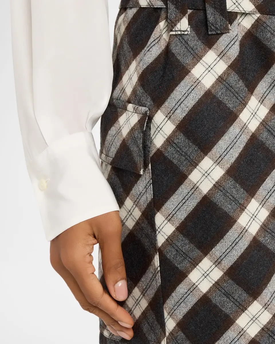 Brunello Cucinelli Wool-Blend Belted Plaid Skirt | Thumbnail 5