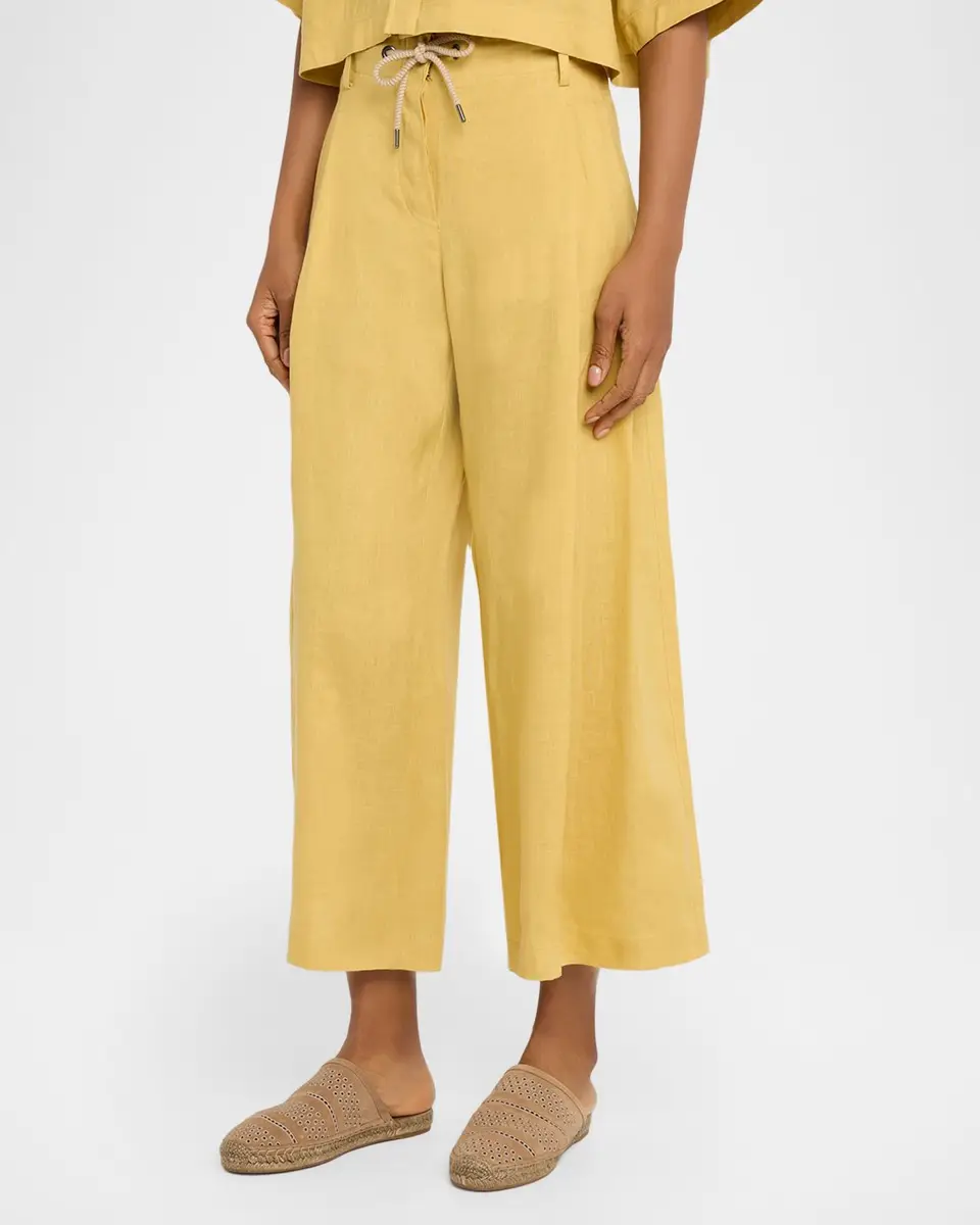 Brunello Cucinelli Drawstring Wide-Leg Linen-Blend Pants | Thumbnail 4 Brunello Cucinelli Drawstring Wide-Leg Linen-Blend Pants | Thumbnail 4