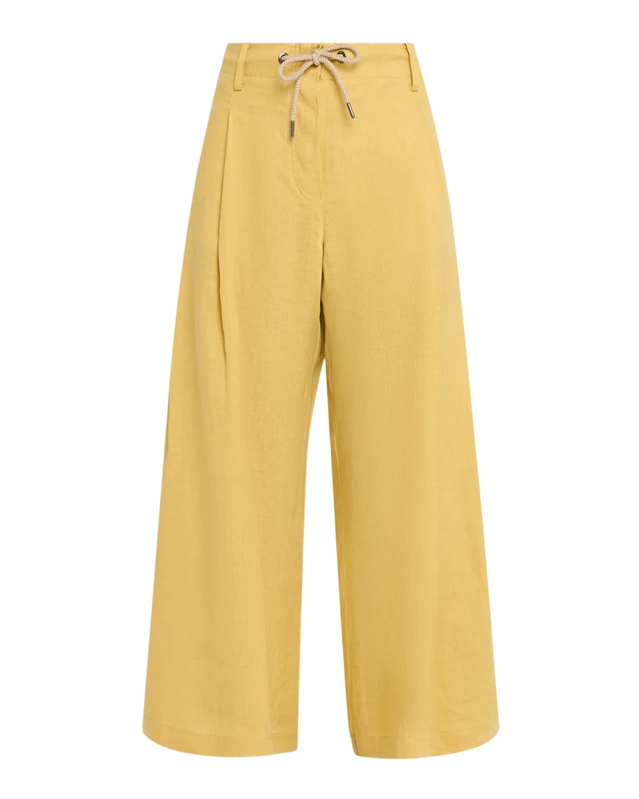 Drawstring Wide-Leg Linen-Blend Pants
