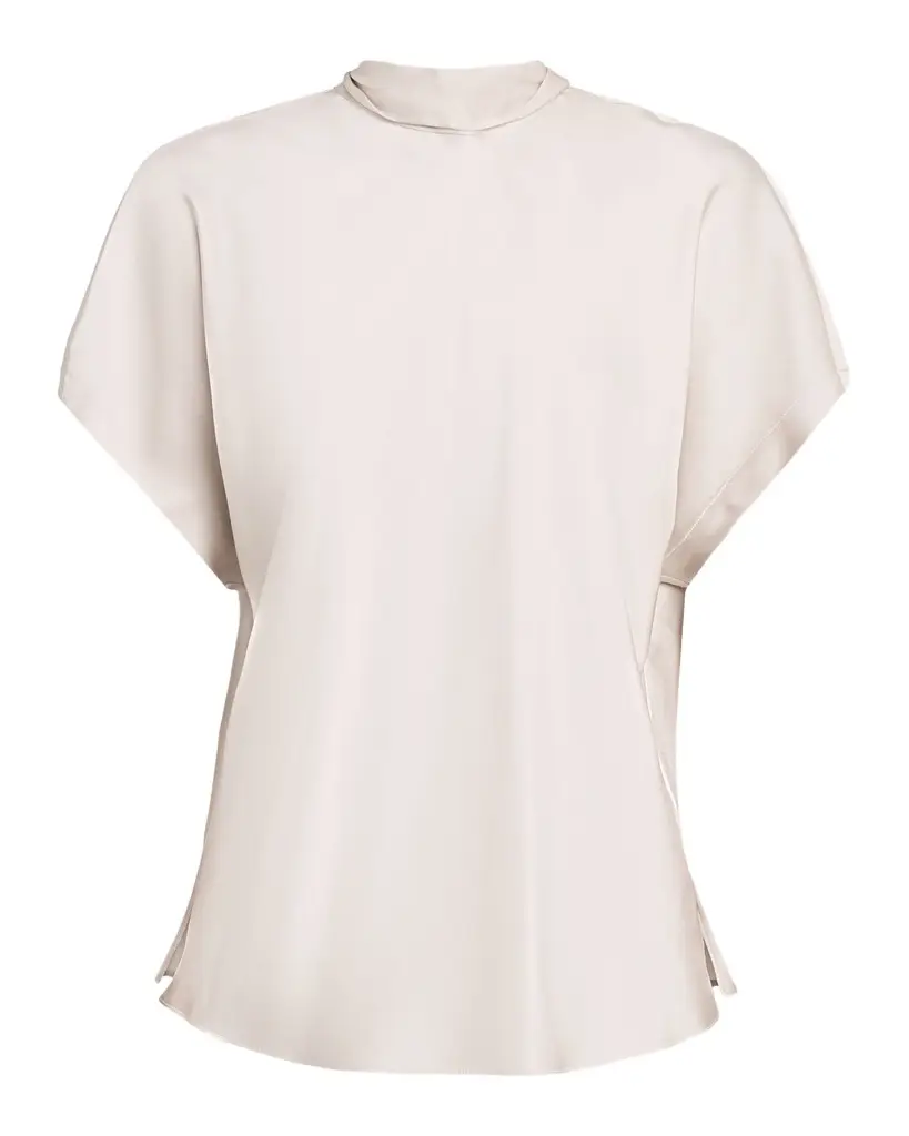 Brunello Cucinelli Back-Tie Short-Sleeve Silk Blouse | Image 1 Brunello Cucinelli Back-Tie Short-Sleeve Silk Blouse | Image 1
