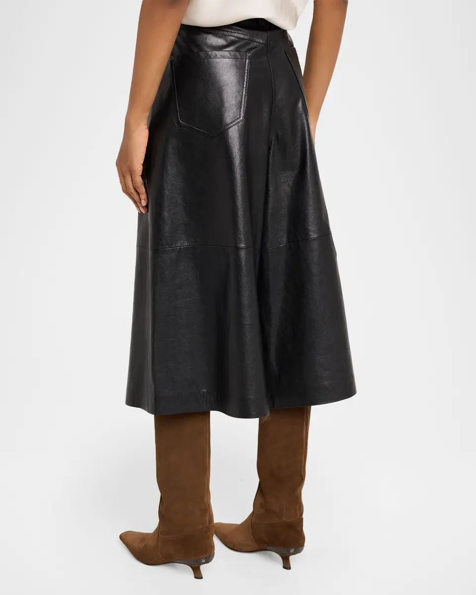 Brunello Cucinelli Wide-Leg Cropped Leather Pants | Thumbnail 3 Brunello Cucinelli Wide-Leg Cropped Leather Pants | Thumbnail 3