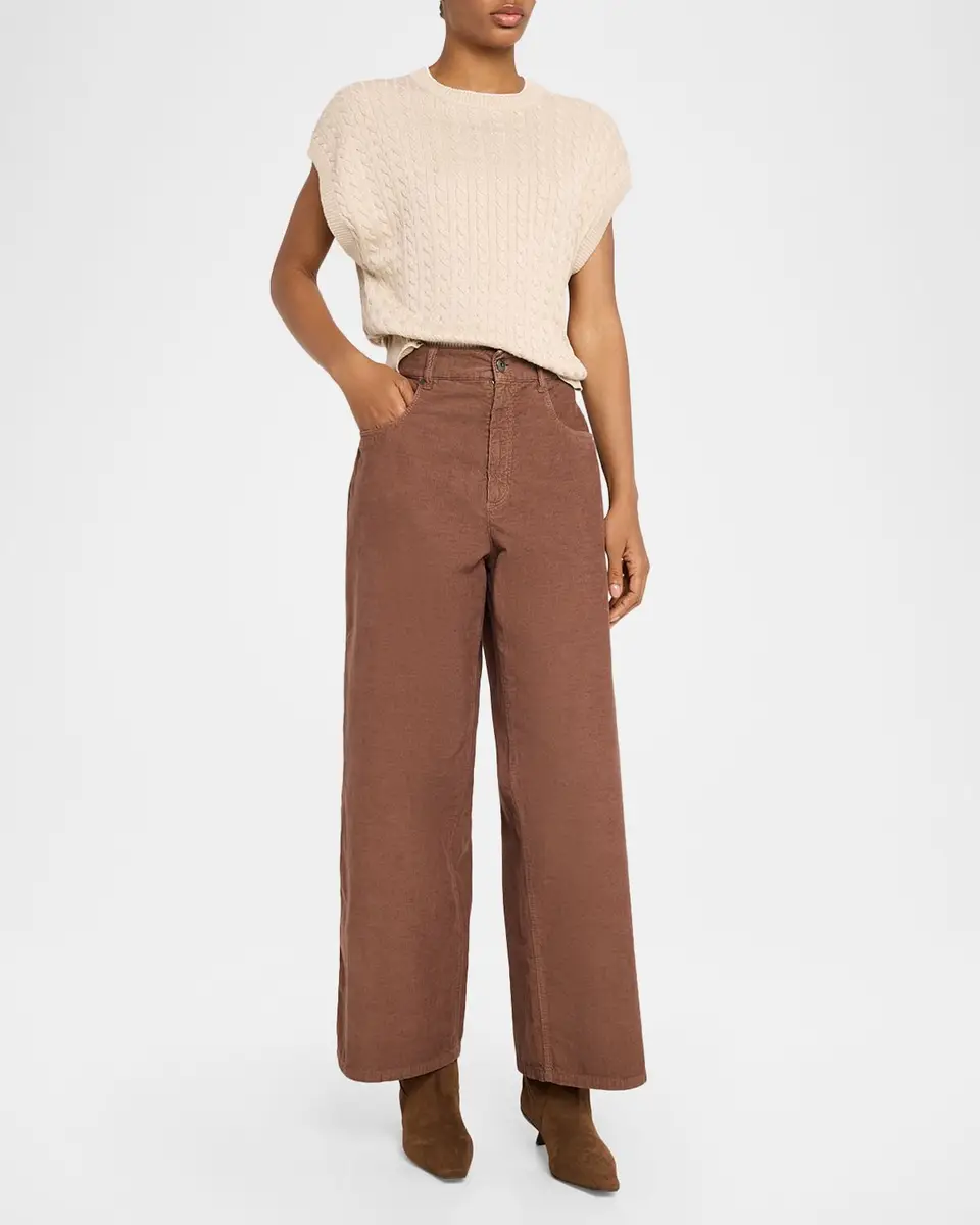 Brunello Cucinelli Dyed Cotton-Linen Twill Loose-Leg Pants | Thumbnail 2