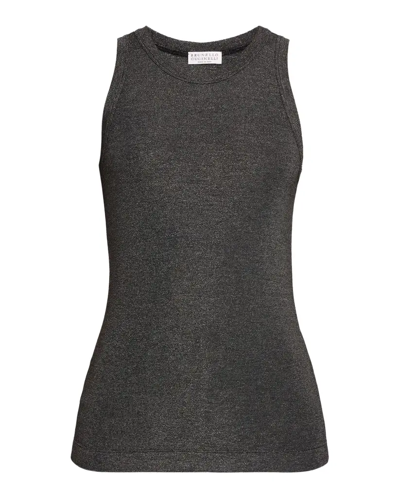 Brunello Cucinelli Shimmering Knit Sleeveless Blouse | Image 1 Brunello Cucinelli Shimmering Knit Sleeveless Blouse | Image 1