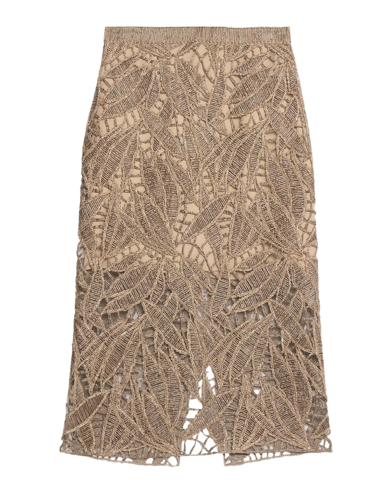 Leaf-Pattern Openwork Midi Skirt Leaf-Pattern Openwork Midi Skirt