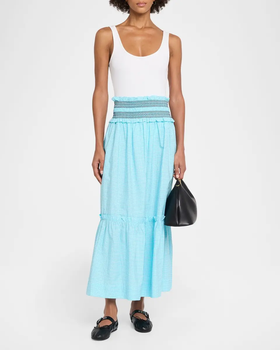 Ganni Check Cotton Smocked Maxi Skirt | Thumbnail 2 Ganni Check Cotton Smocked Maxi Skirt | Thumbnail 2