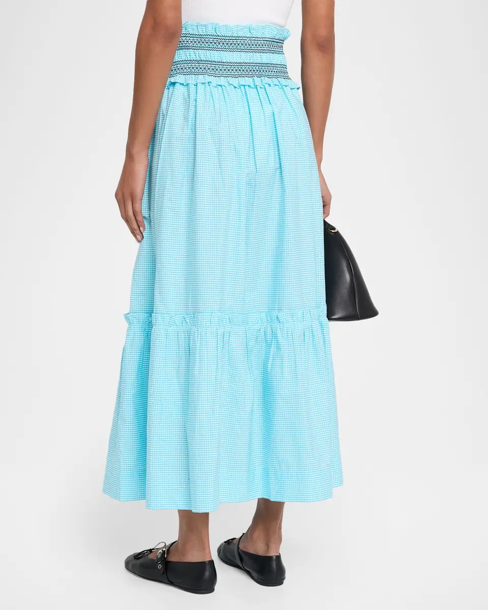 Ganni Check Cotton Smocked Maxi Skirt | Thumbnail 3 Ganni Check Cotton Smocked Maxi Skirt | Thumbnail 3