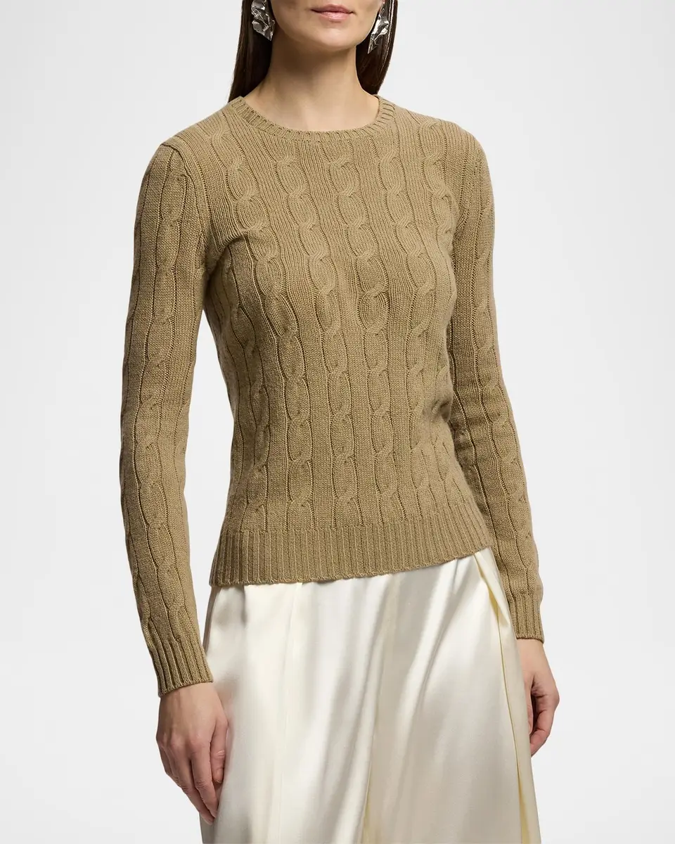 Ralph Lauren Collection Cable-Knit Cashmere Crewneck Sweater | Thumbnail 4