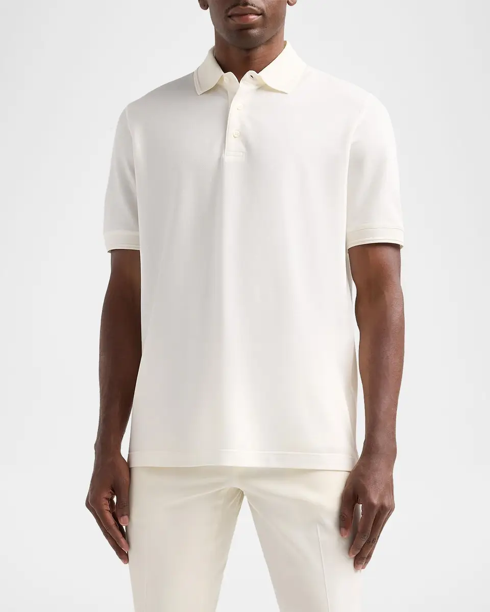 Canali Men's Cotton Piqué Polo Shirt | Thumbnail 4 Canali Men's Cotton Piqué Polo Shirt | Thumbnail 4