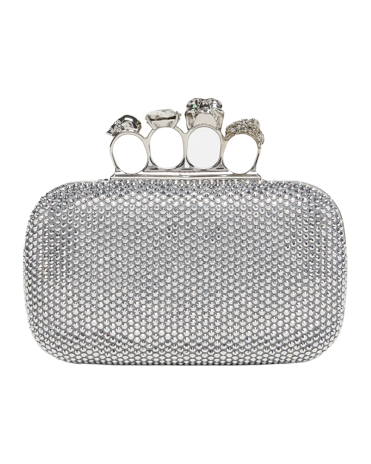 Embellished Skull Leather Clutch