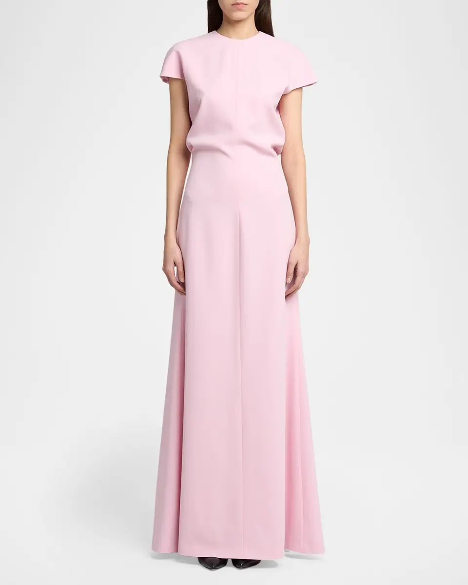 Jil Sander Open Back Short-Sleeve Long Wool Dress | Thumbnail 2 Jil Sander Open Back Short-Sleeve Long Wool Dress | Thumbnail 2