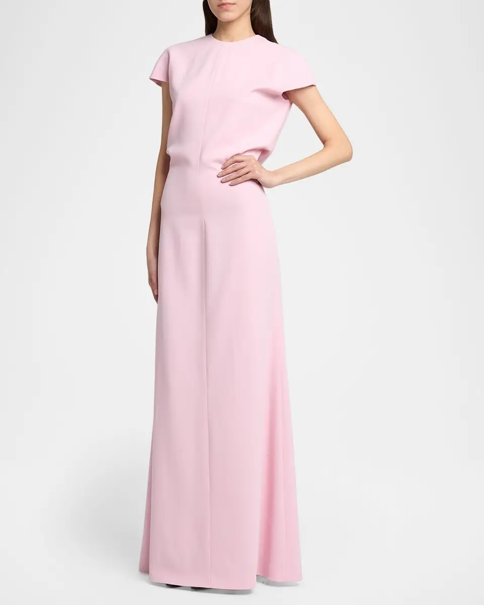Jil Sander Open Back Short-Sleeve Long Wool Dress | Thumbnail 4 Jil Sander Open Back Short-Sleeve Long Wool Dress | Thumbnail 4
