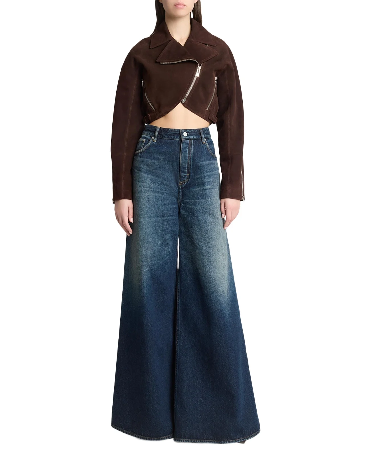 Cropped Suede Biker Jacket