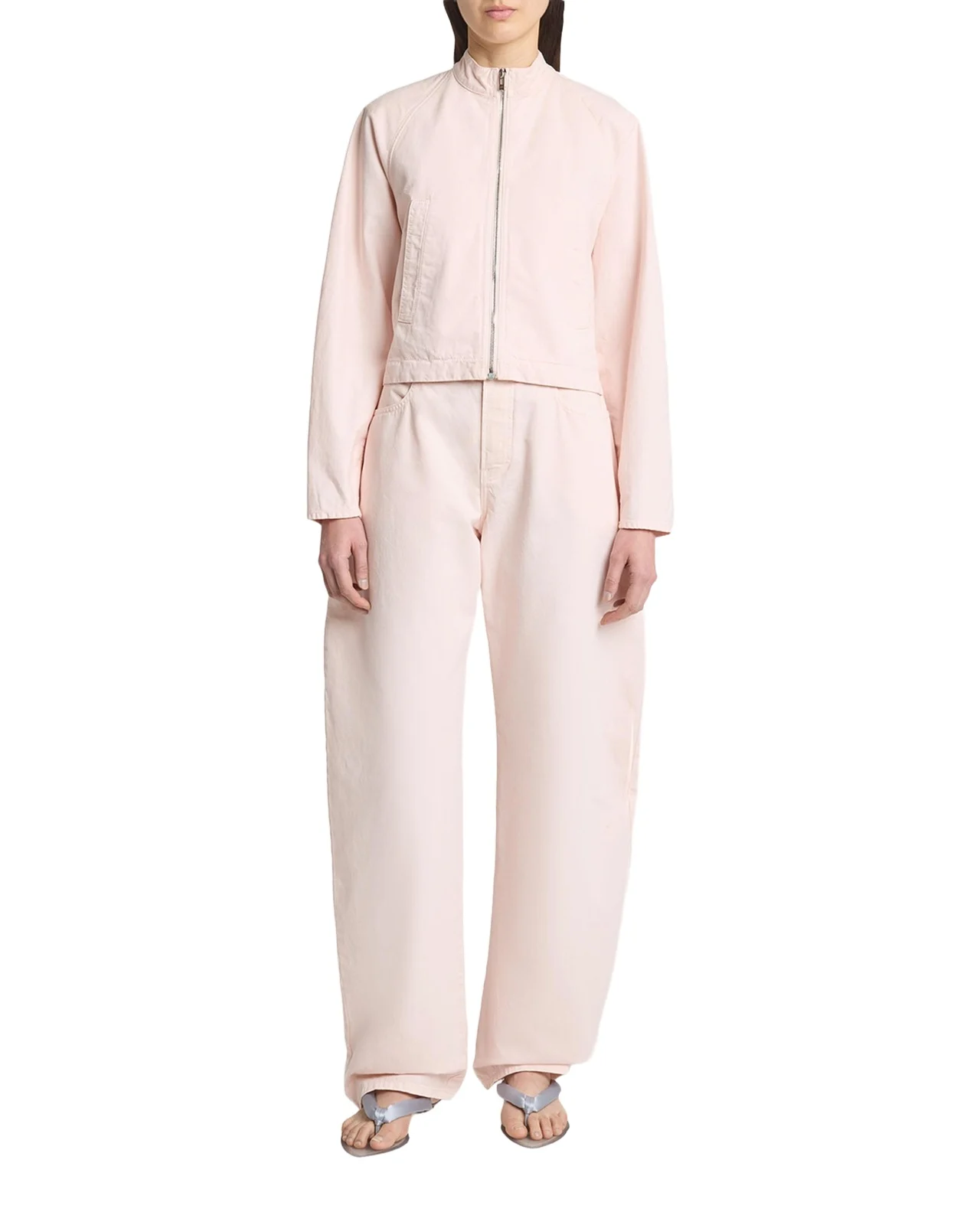 Alaïa Curved-Sleeve Denim Zip Jacket