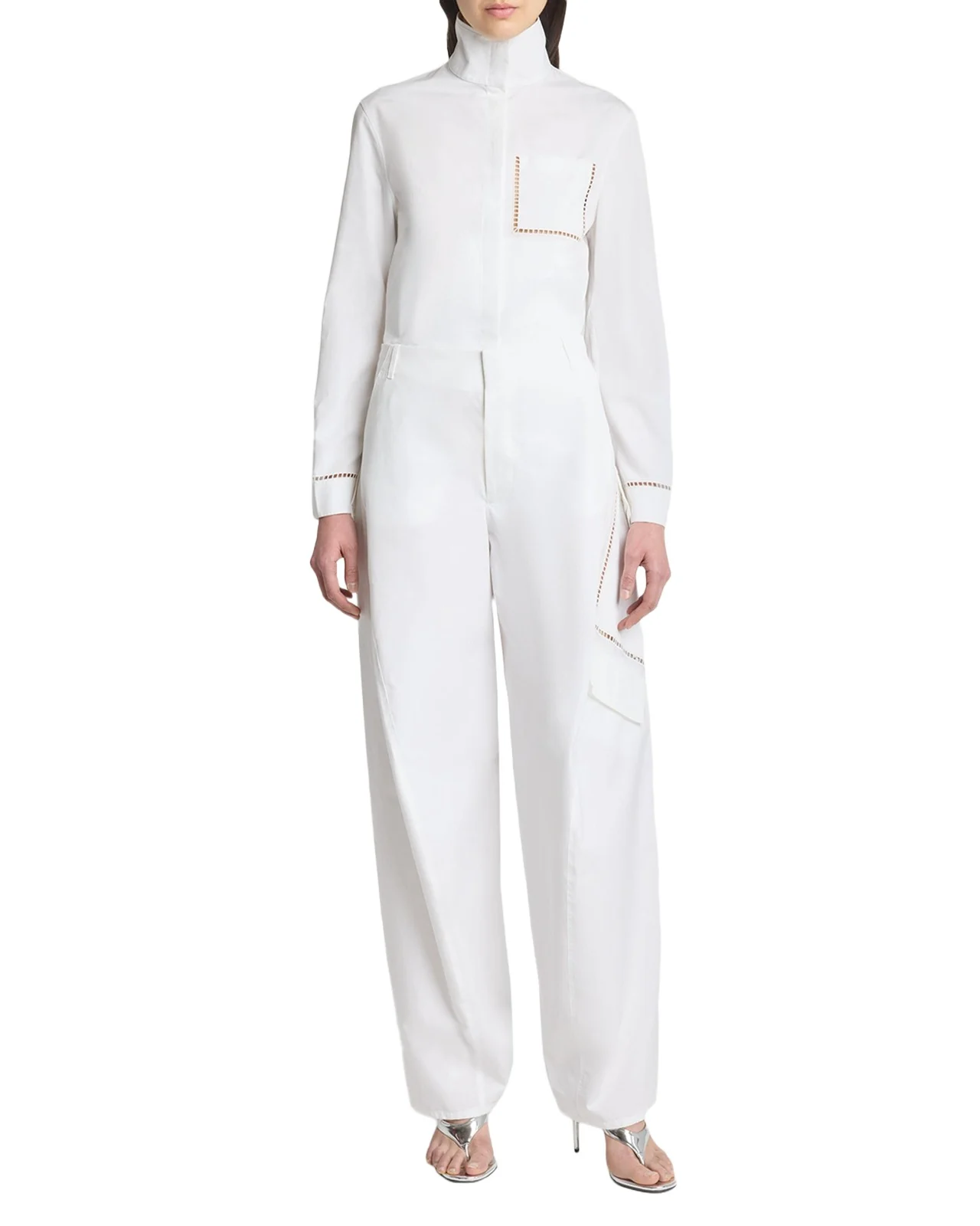 ALAÏA Lace-Inset Barrel-Leg Cargo Pants