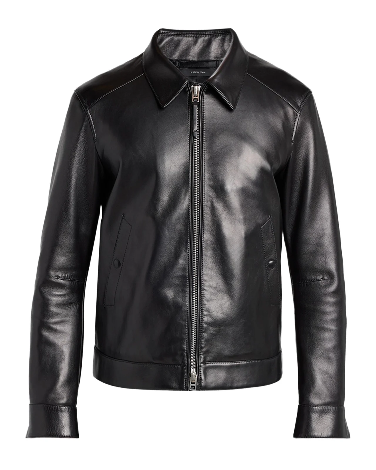 Men's Full-Zip Grained Leather Jacket Men's Full-Zip Grained Leather Jacket