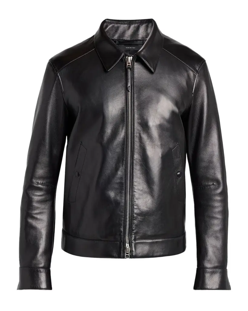 Tom Ford Men's Full-Zip Grained Leather Jacket | Image 1 Tom Ford Men's Full-Zip Grained Leather Jacket | Image 1