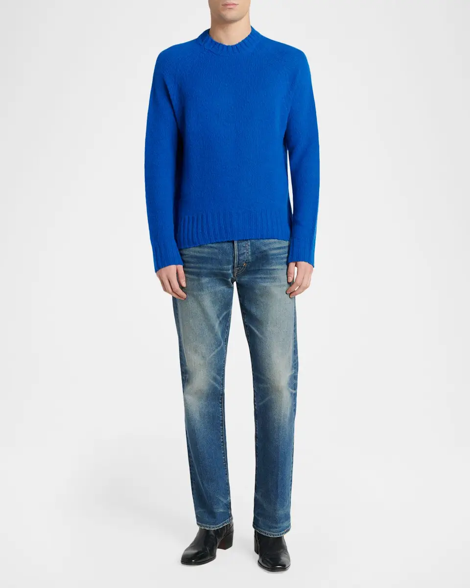 Tom Ford Men's Brushed Cashmere Raglan Crewneck Sweater | Thumbnail 2