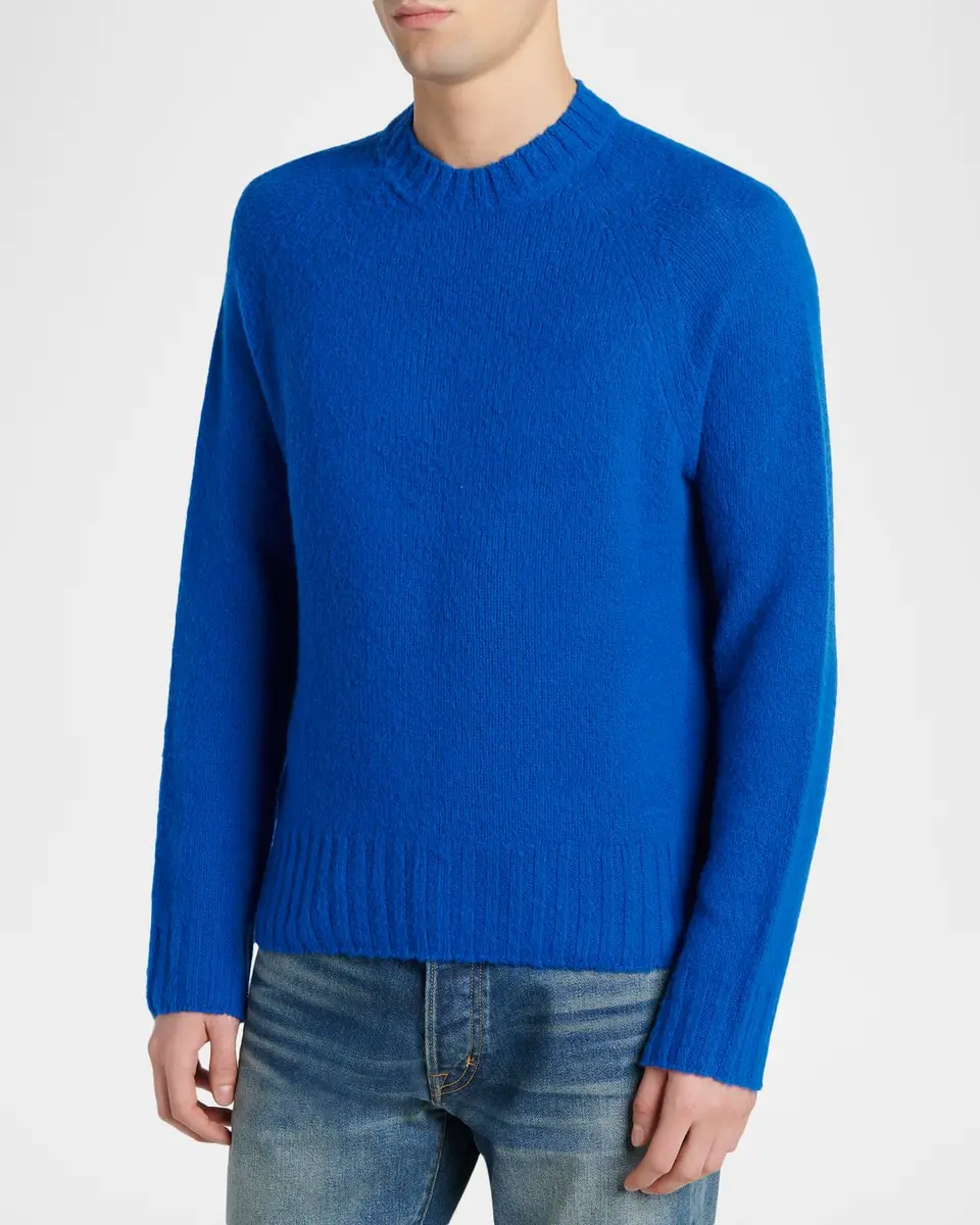 Tom Ford Men's Brushed Cashmere Raglan Crewneck Sweater | Thumbnail 4
