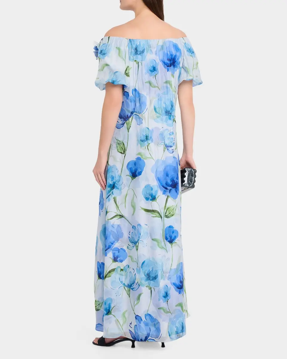 SACHIN & BABI Valentina Off-Shoulder Floral Chiffon Gown | Thumbnail 3 SACHIN & BABI Valentina Off-Shoulder Floral Chiffon Gown | Thumbnail 3