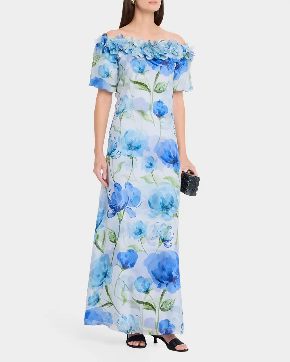 SACHIN & BABI Valentina Off-Shoulder Floral Chiffon Gown | Thumbnail 4 SACHIN & BABI Valentina Off-Shoulder Floral Chiffon Gown | Thumbnail 4