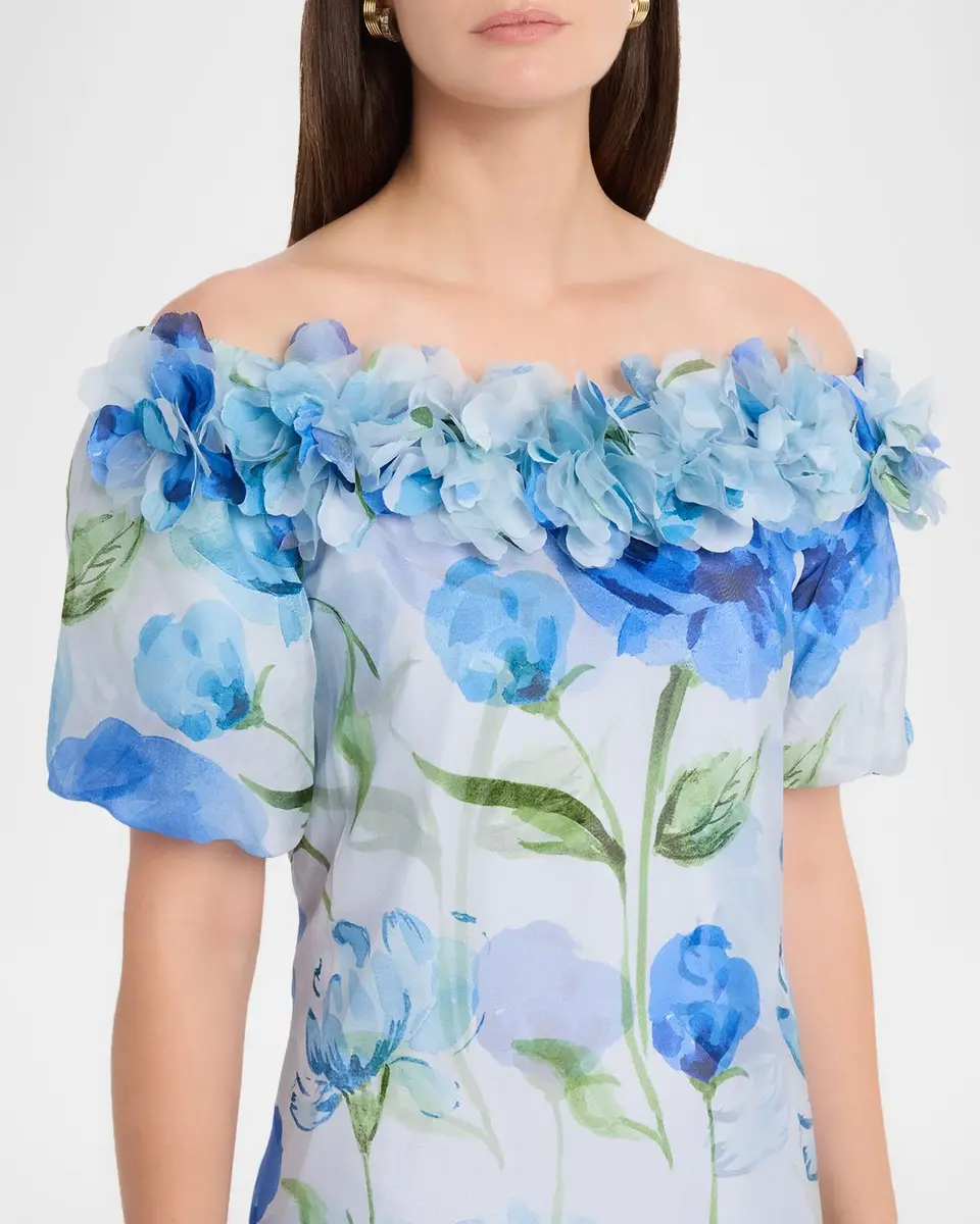SACHIN & BABI Valentina Off-Shoulder Floral Chiffon Gown | Thumbnail 5 SACHIN & BABI Valentina Off-Shoulder Floral Chiffon Gown | Thumbnail 5