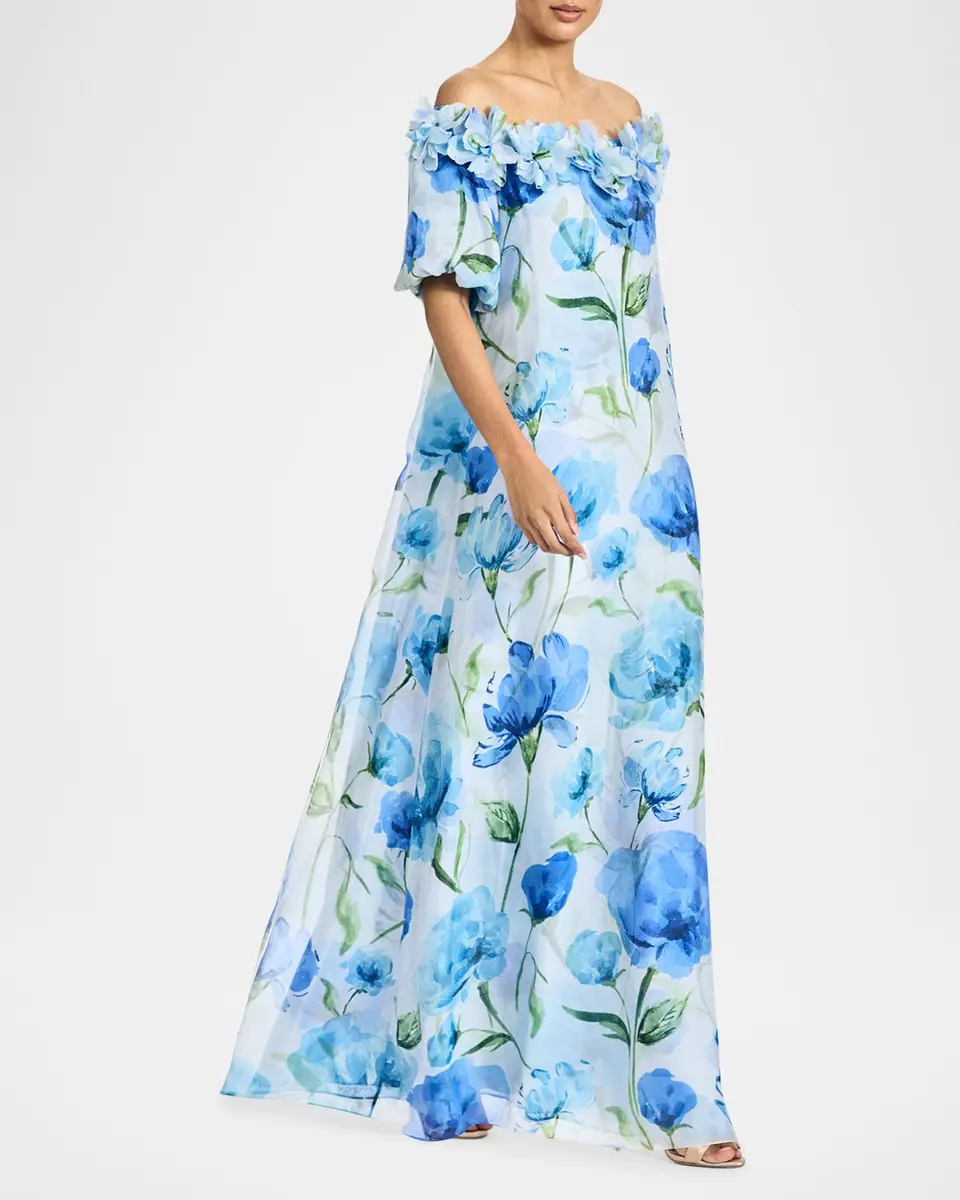 SACHIN & BABI Valentina Off-Shoulder Floral Chiffon Gown | Thumbnail 6 SACHIN & BABI Valentina Off-Shoulder Floral Chiffon Gown | Thumbnail 6