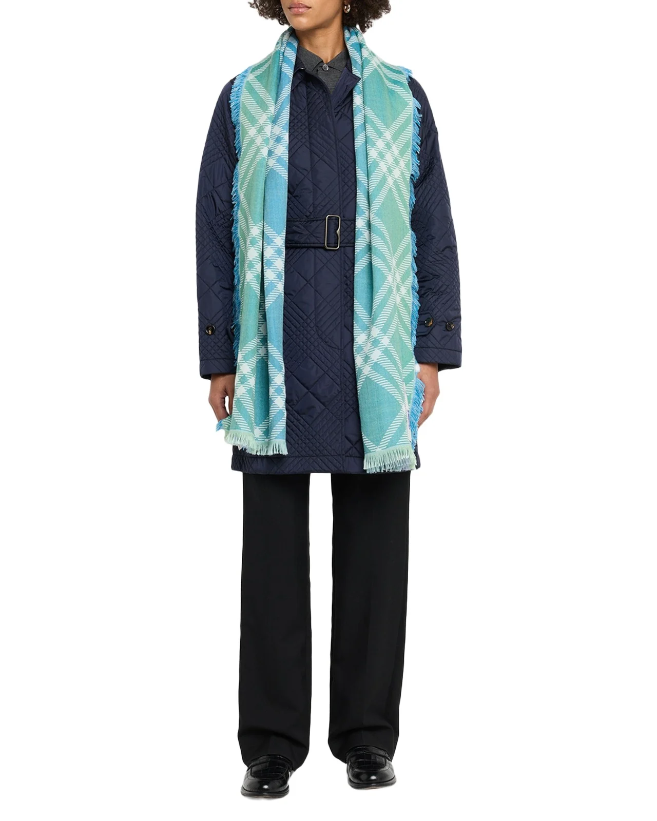 Men's Wool and Silk Gradient Check Scarf
