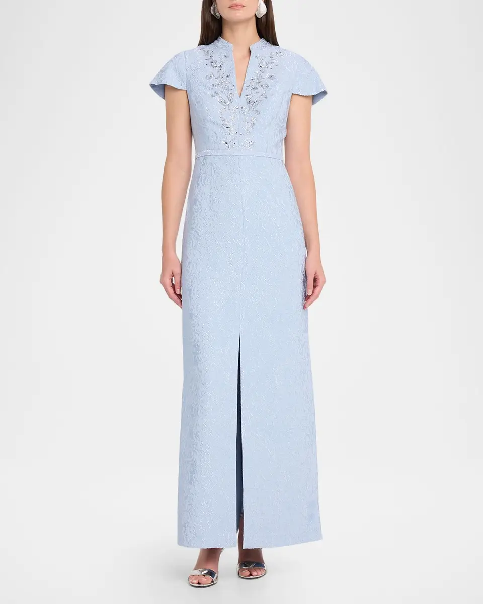 SACHIN & BABI Charlotte Beaded Metallic Jacquard Gown | Thumbnail 2 SACHIN & BABI Charlotte Beaded Metallic Jacquard Gown | Thumbnail 2