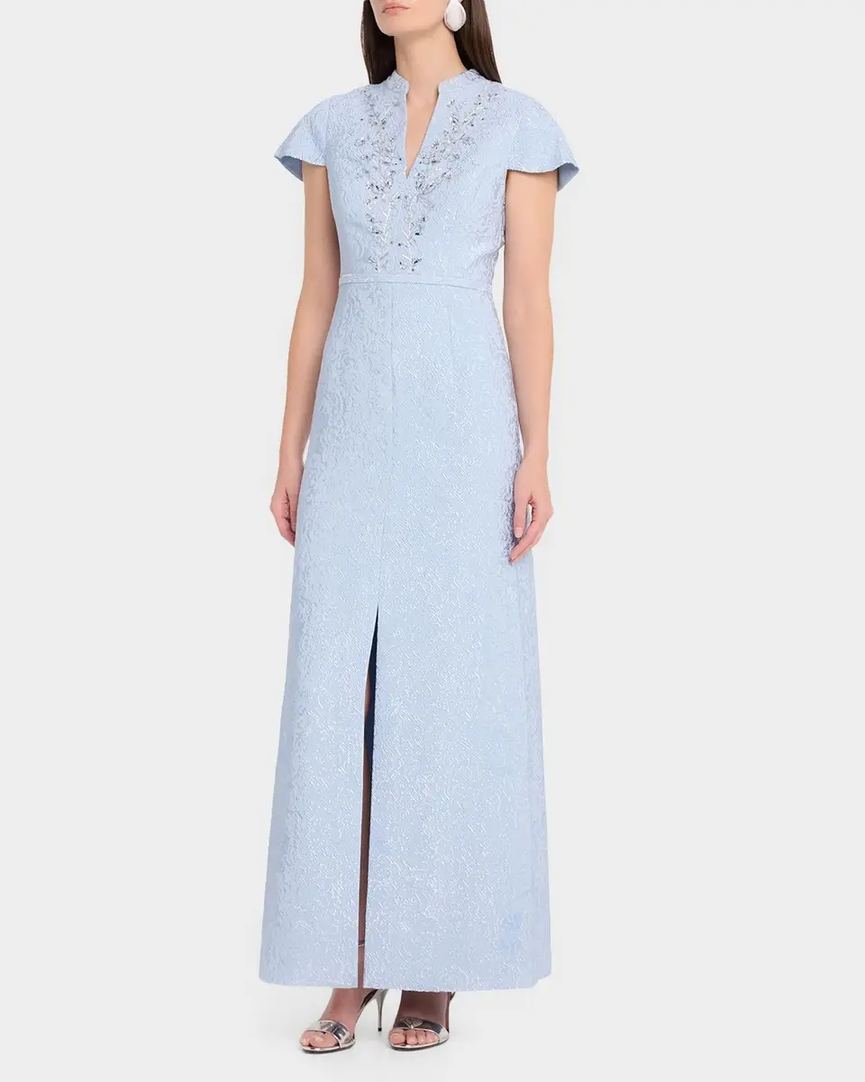 SACHIN & BABI Charlotte Beaded Metallic Jacquard Gown | Thumbnail 4 SACHIN & BABI Charlotte Beaded Metallic Jacquard Gown | Thumbnail 4
