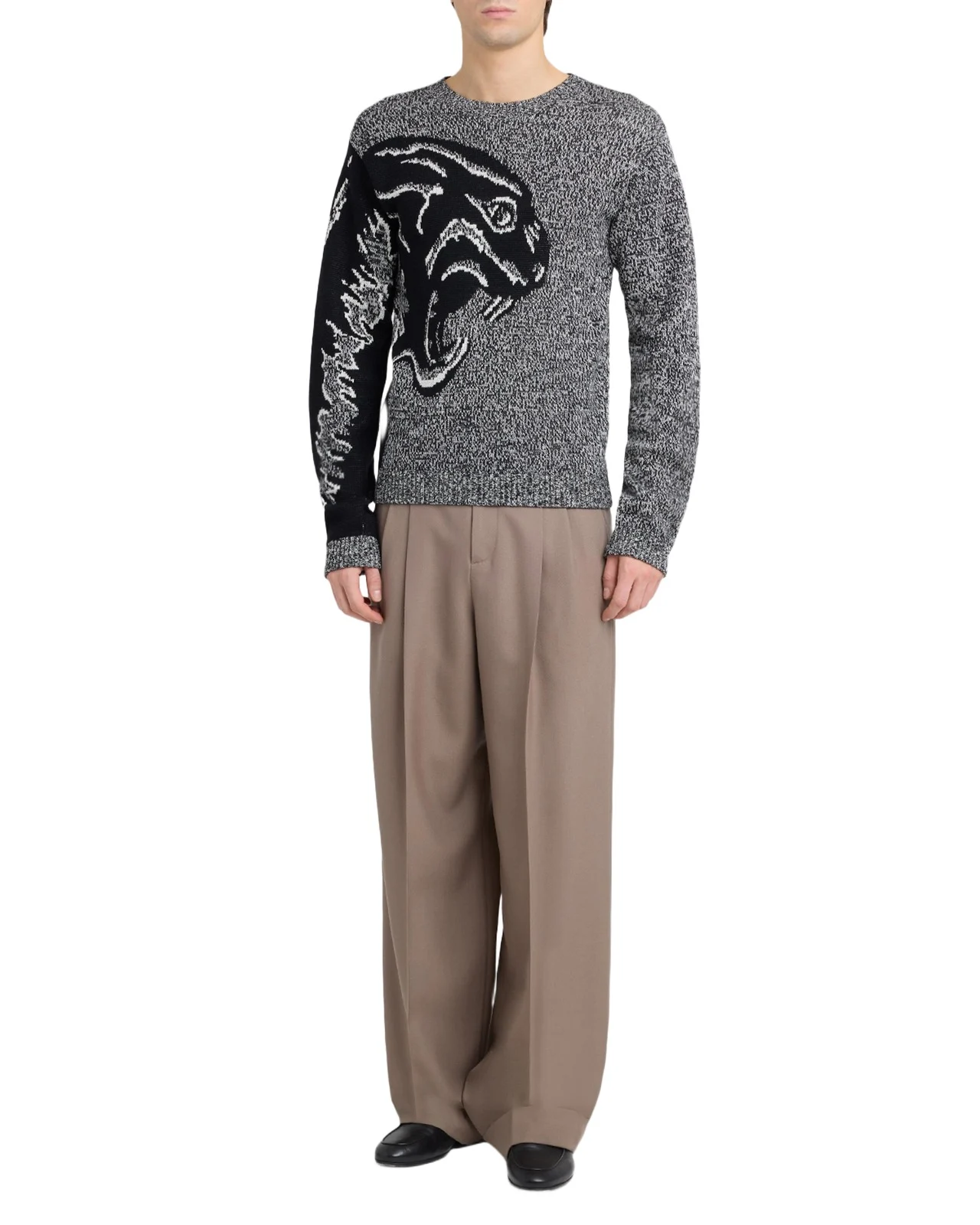 Valentino Garavani Men's Maglia Panther Jacquard Mouline Crewneck Sweater