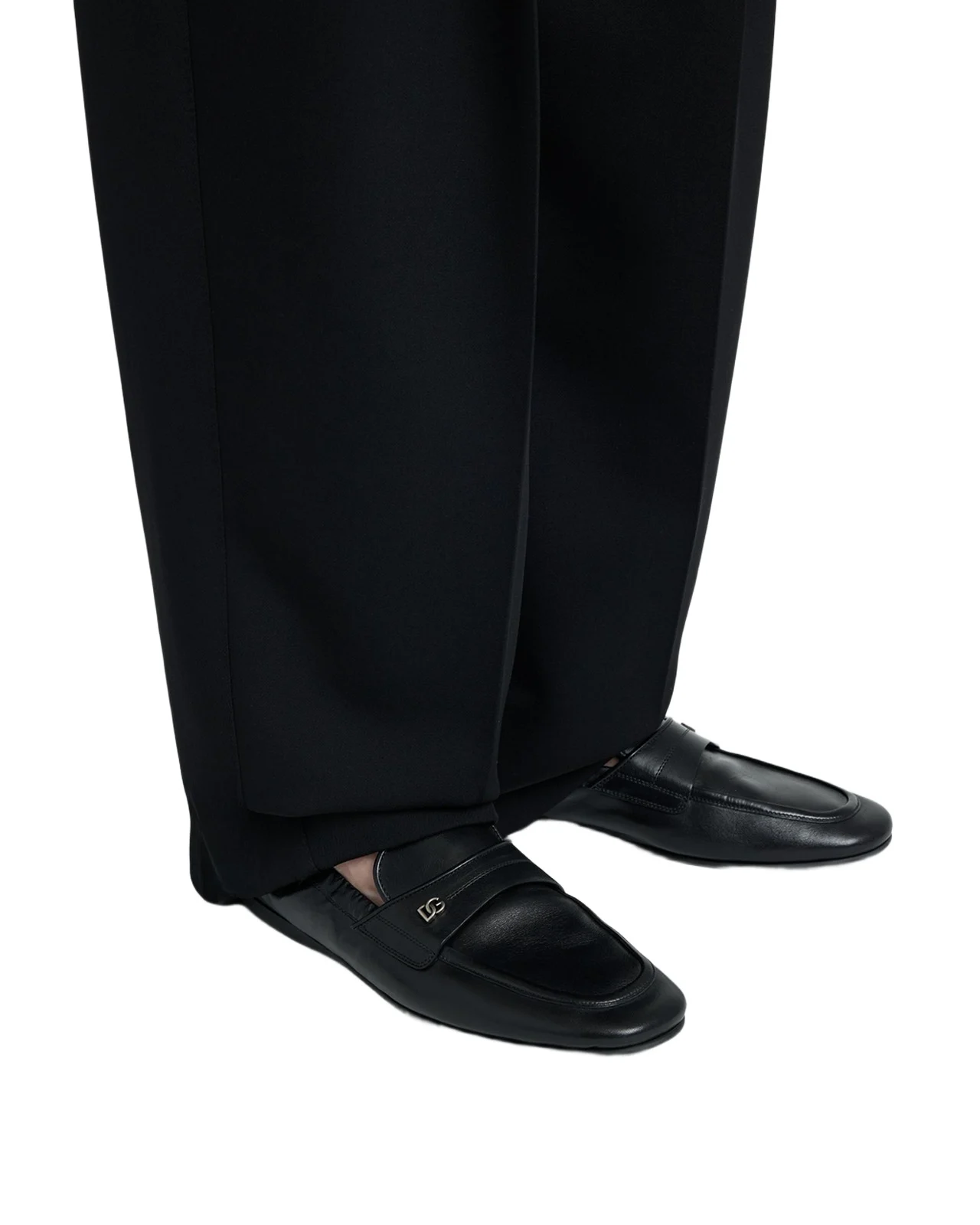Men's Leather DG-Logo Elastic Penny Loafers