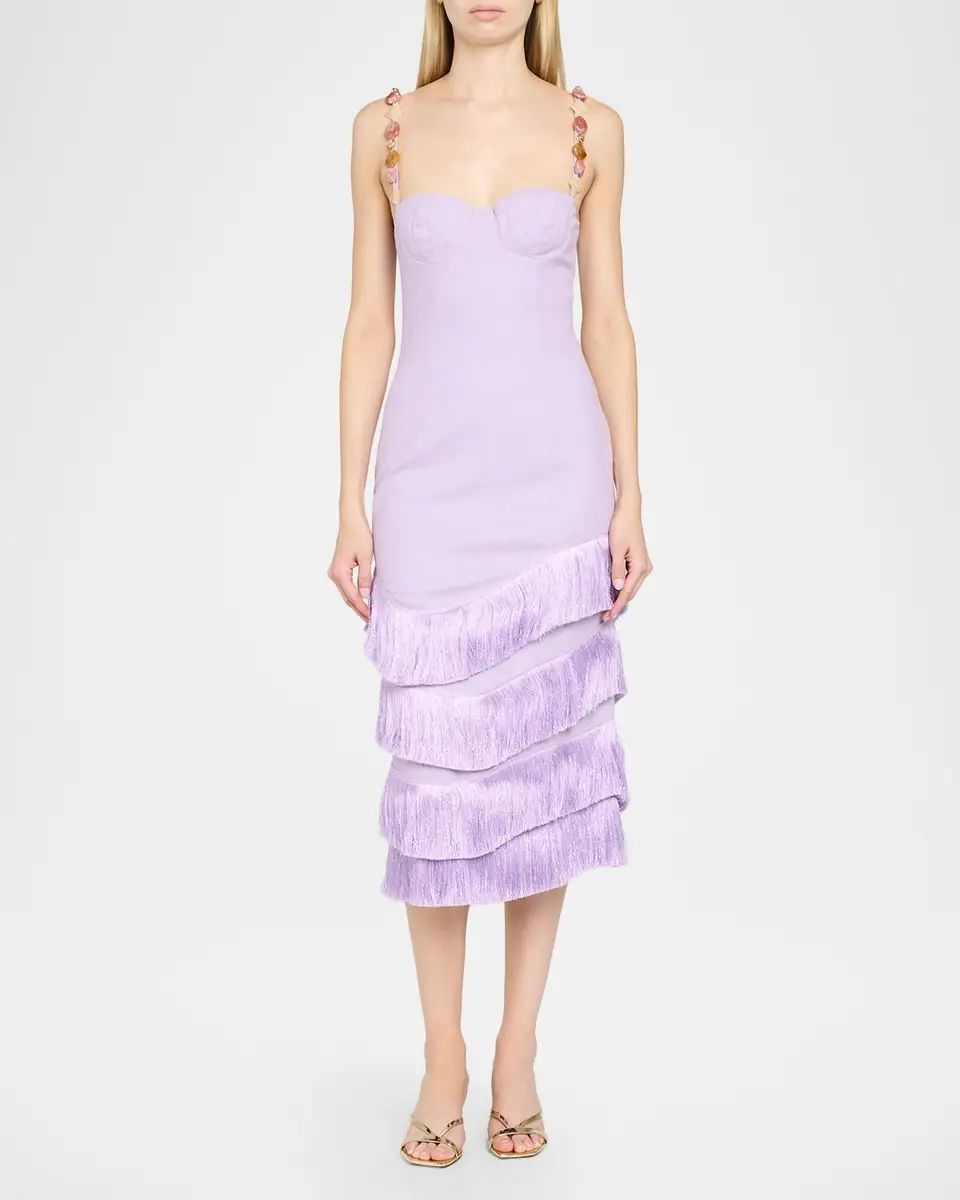 PatBo Gabriela Linen Fringe-Trim Midi Dress | Thumbnail 2 PatBo Gabriela Linen Fringe-Trim Midi Dress | Thumbnail 2
