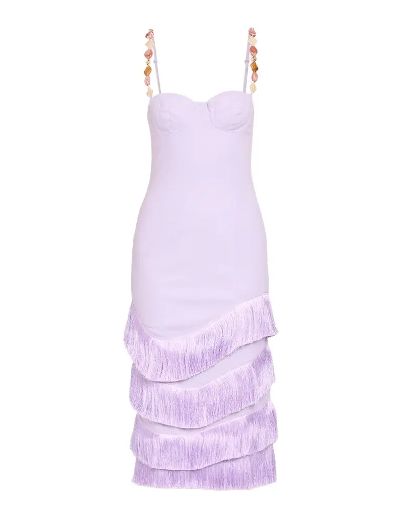 PatBo Gabriela Linen Fringe-Trim Midi Dress | Image 1 PatBo Gabriela Linen Fringe-Trim Midi Dress | Image 1
