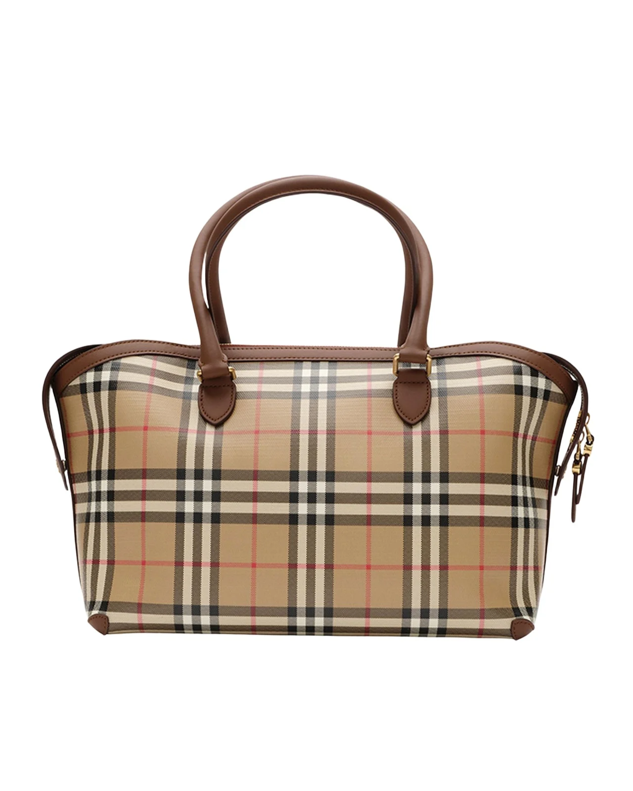 Burberry Small Coated Canvas Check Zip Tote Bag