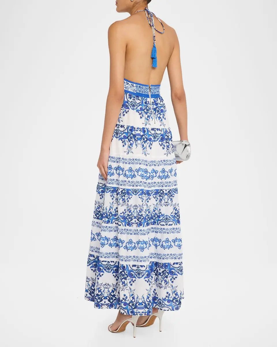 Alice + Olivia Karolina Tiered Halter Maxi Dress | Thumbnail 3 Alice + Olivia Karolina Tiered Halter Maxi Dress | Thumbnail 3