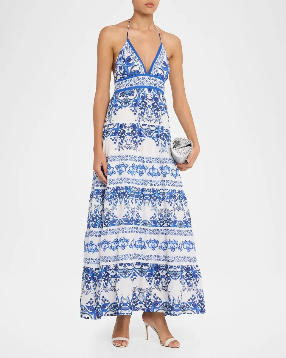 Alice + Olivia Karolina Tiered Halter Maxi Dress | Thumbnail 4 Alice + Olivia Karolina Tiered Halter Maxi Dress | Thumbnail 4